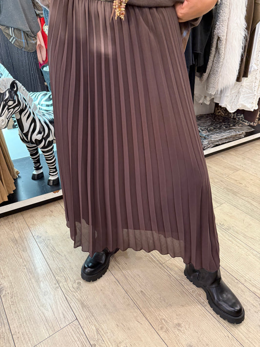 Jupe plissée chocolat gde  taille