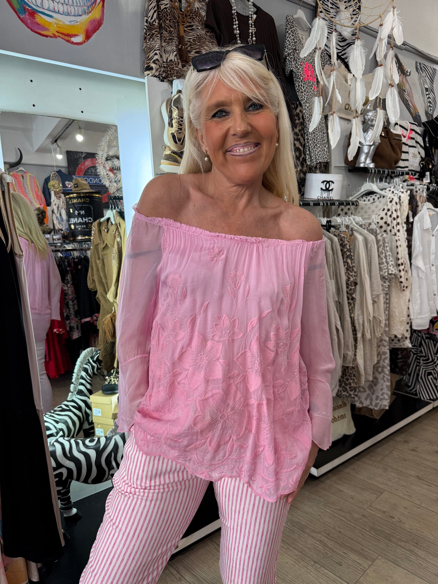 Tunique Carmen rose