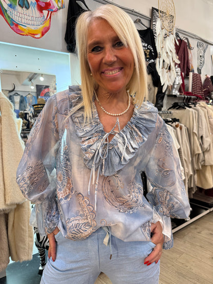 Tunique froufrou ciel