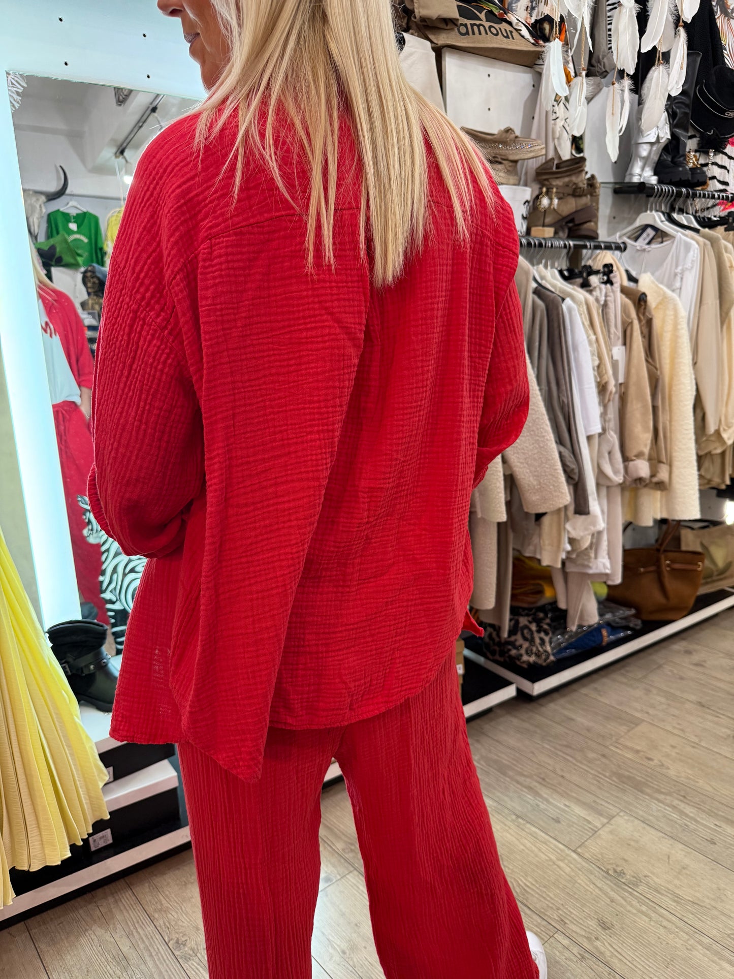 Chemise gaz de coton rouge