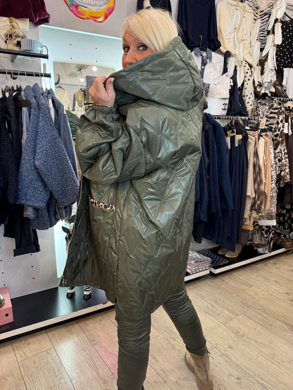 Doudoune kaki oversize