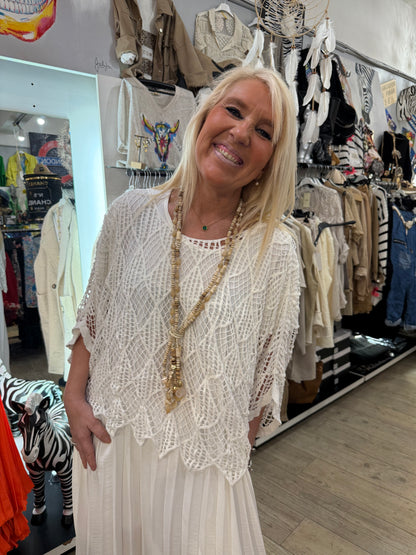 Pull macramé blanc