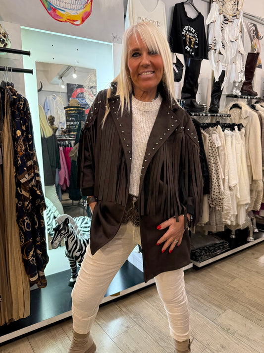 Veste cloutée franges