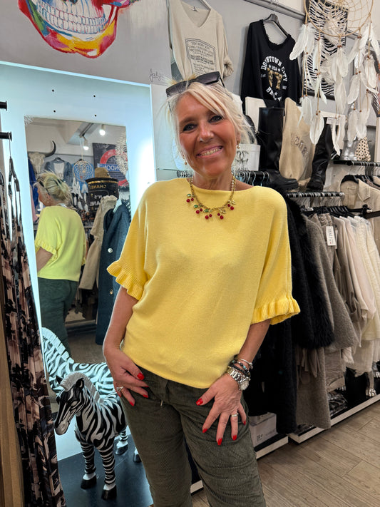 Pull froufrou jaune
