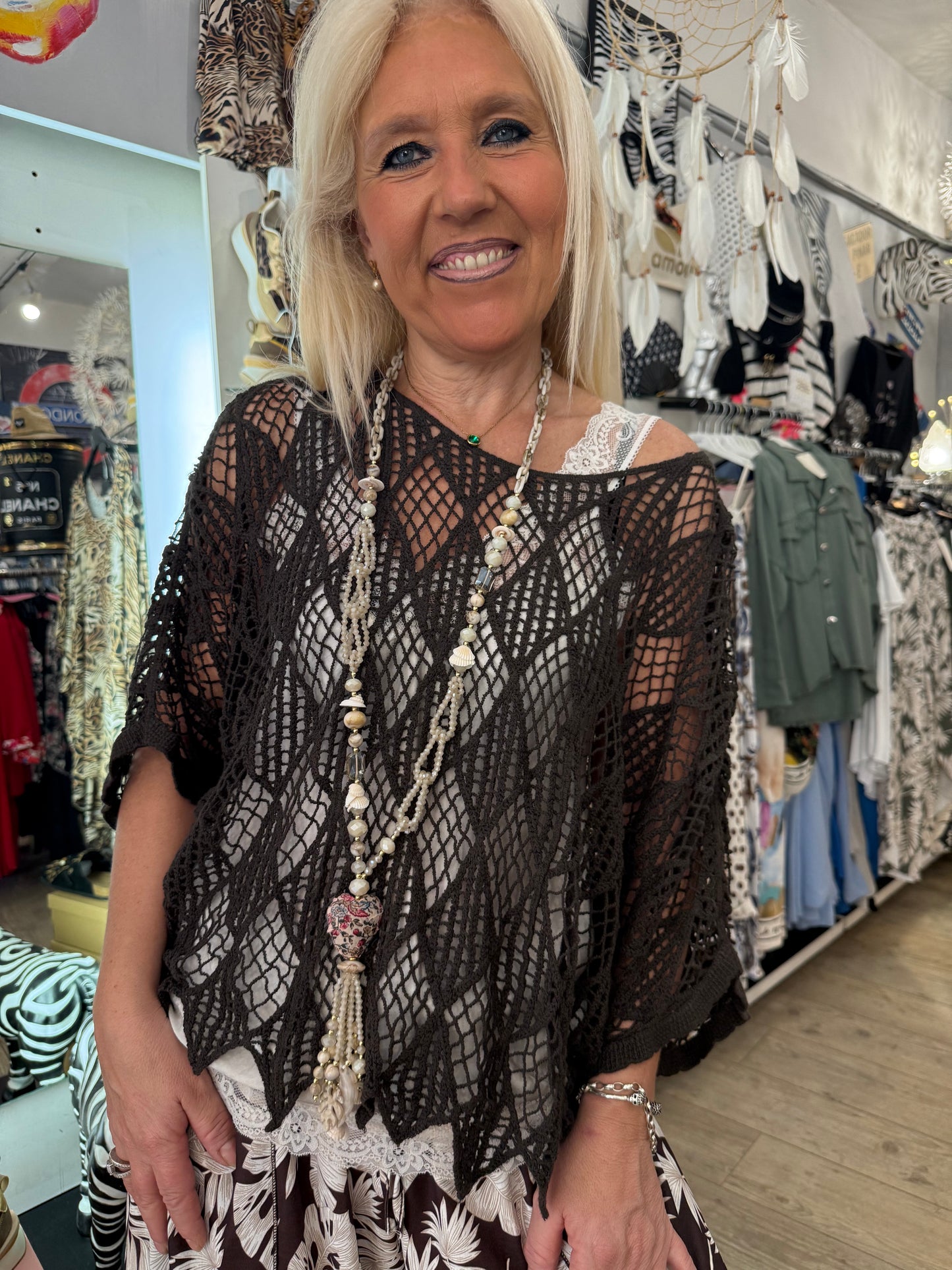 Pull macramé choco