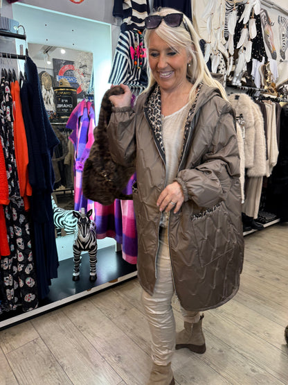 Doudoune Overzize taupe