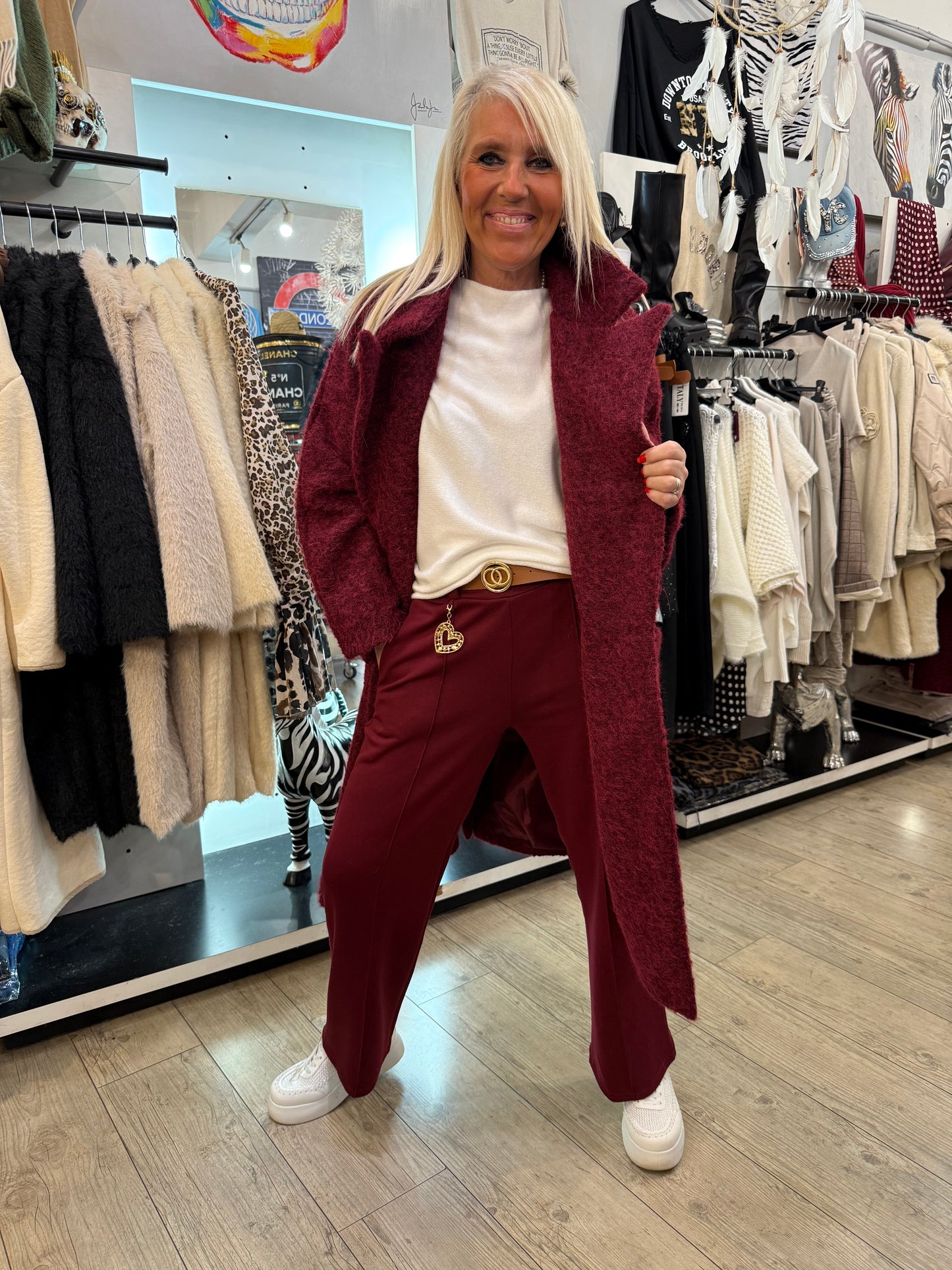 Manteau oversize bordeaux