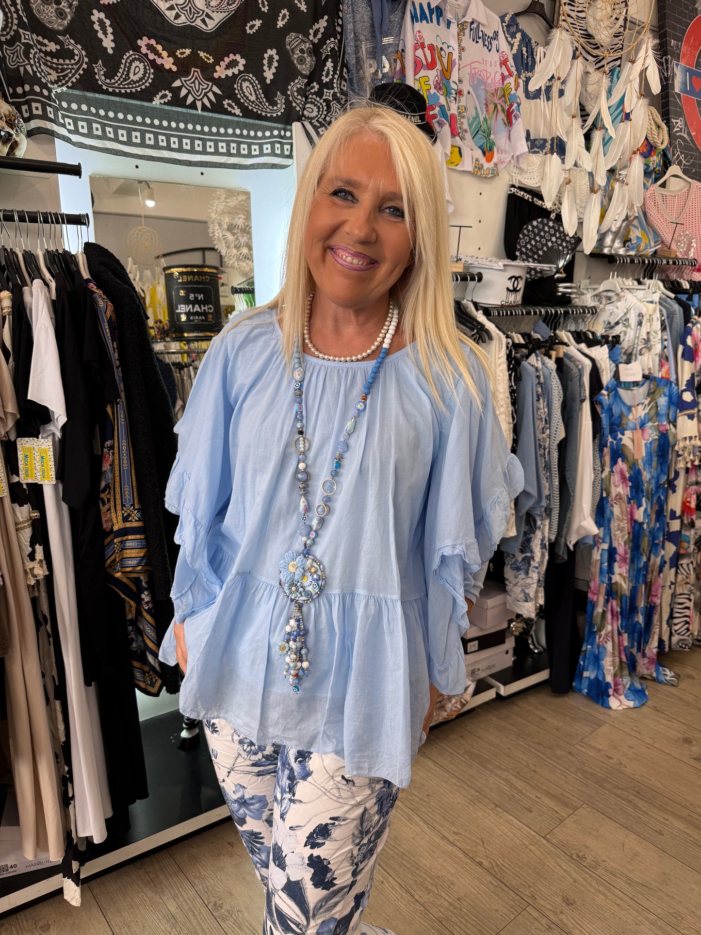 Tunique froufrou bleue