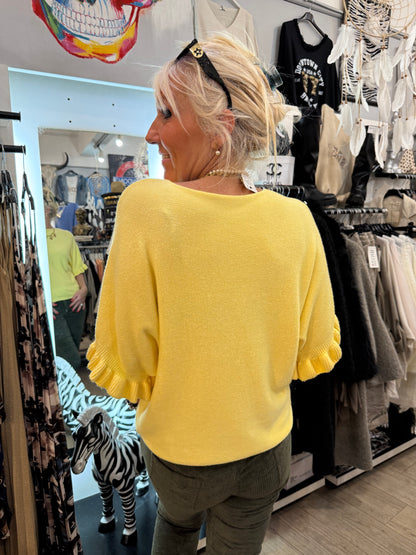Pull froufrou jaune