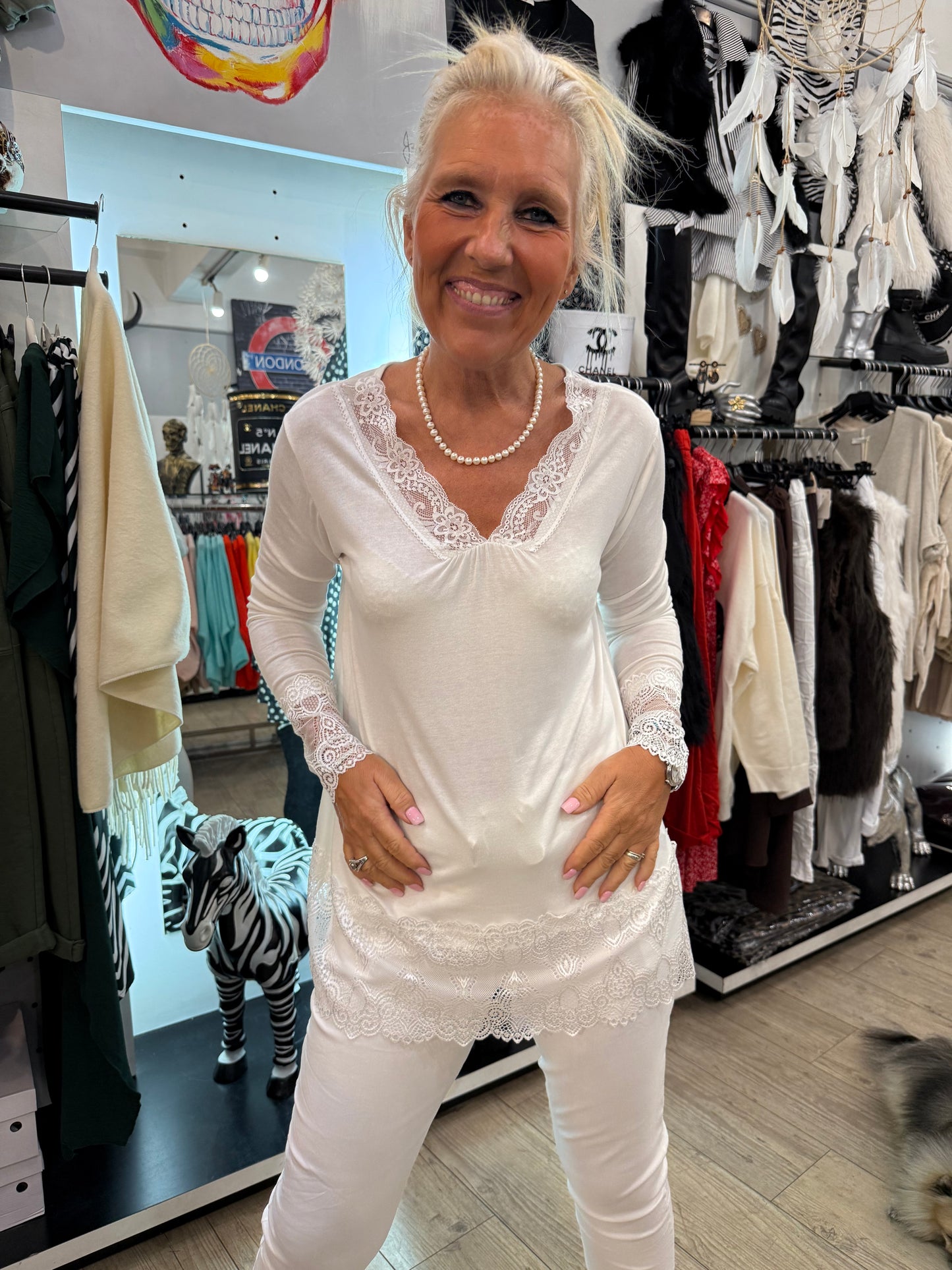 Top dentelle gde taille blanc