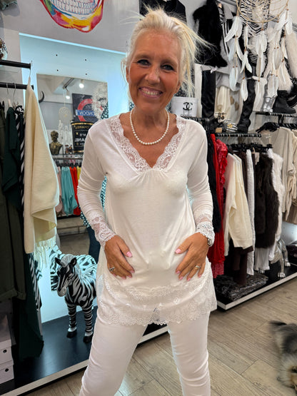 Top dentelle gde taille blanc