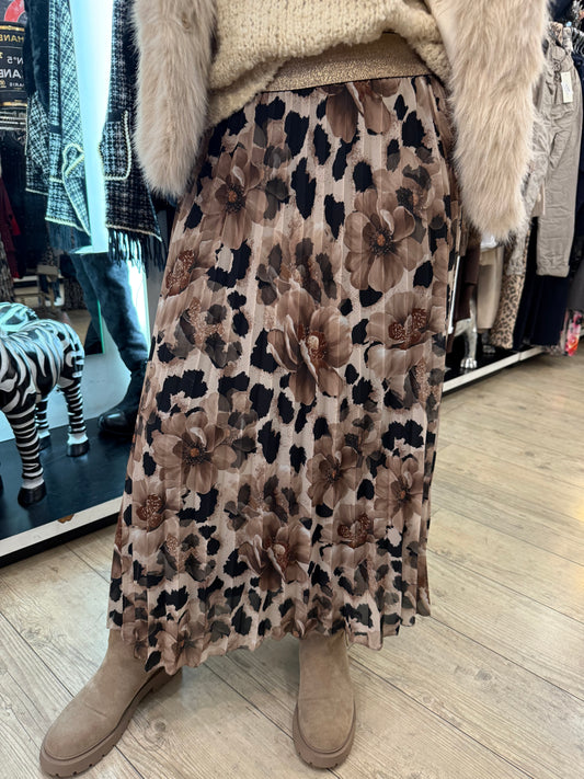 Jupe plisee beige Flowers