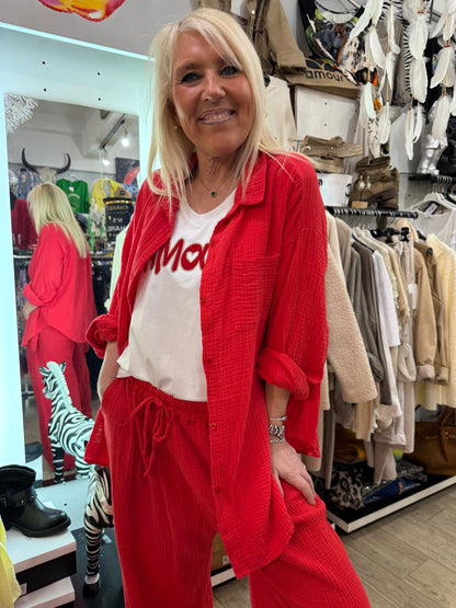 Chemise gaz de coton rouge
