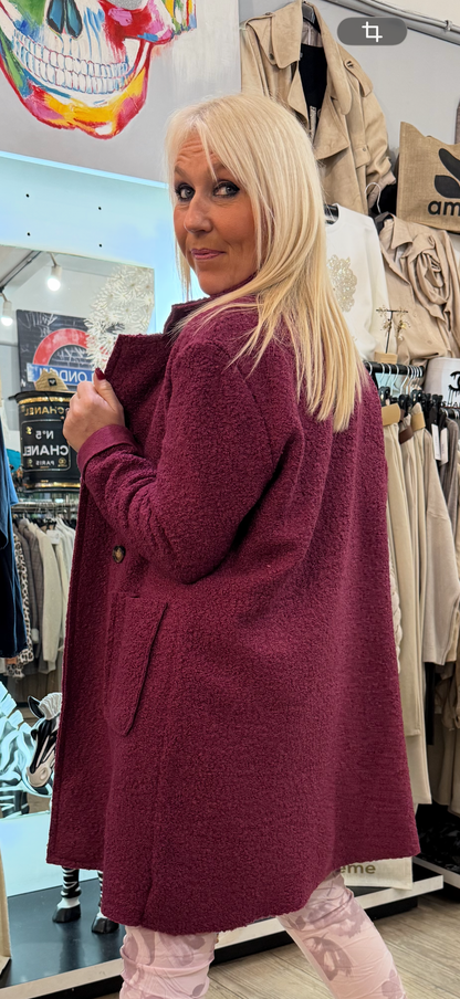 Manteau bouclette prune