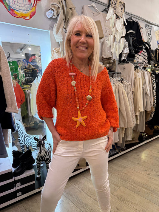 Pull bouclette orange