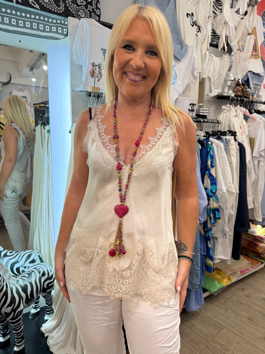 Top dentelle beige