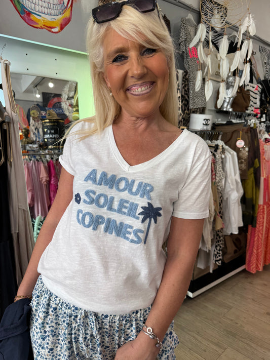 T shirt soleil copine bleu