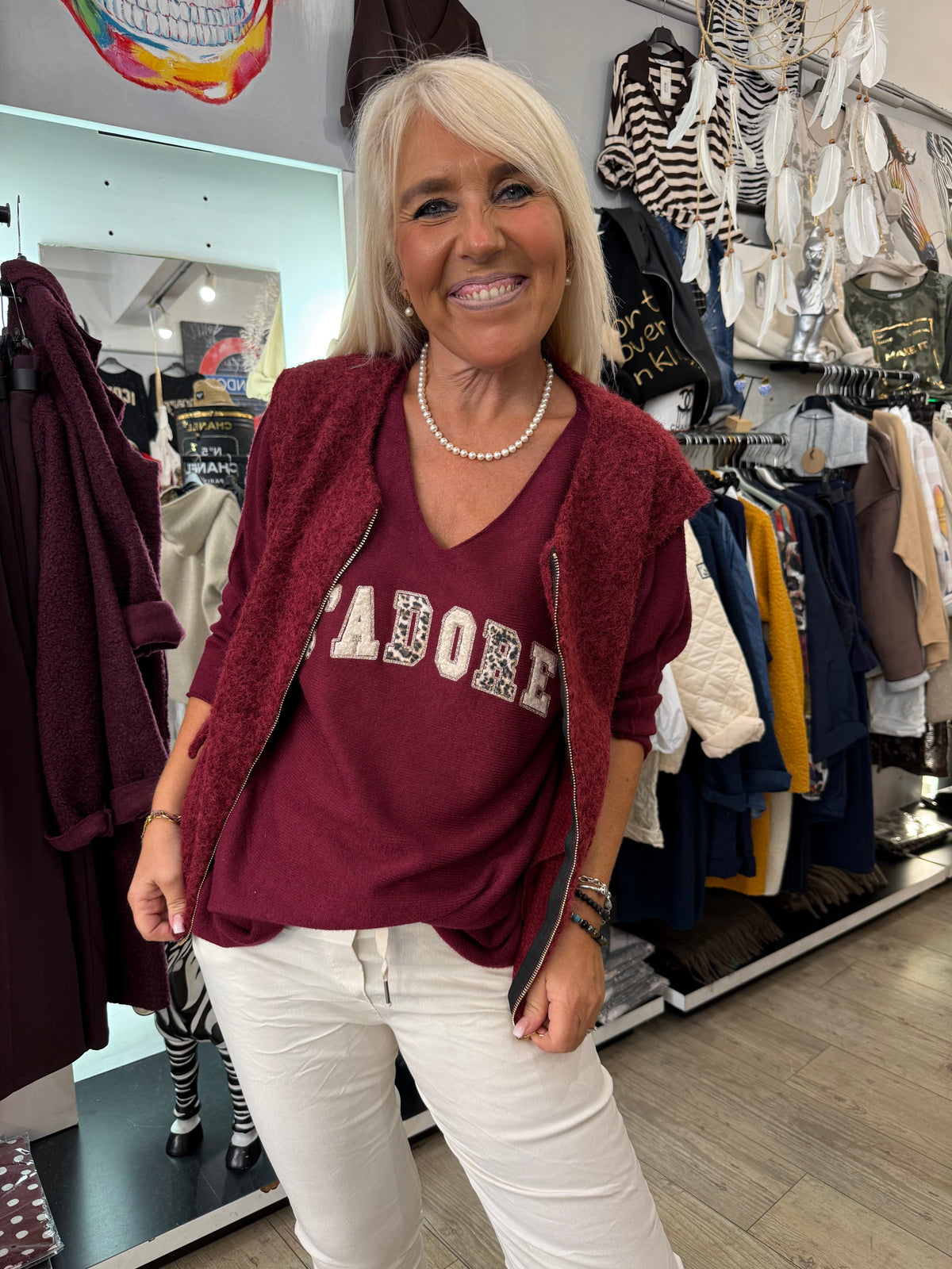 Gilet bordeaux zippé