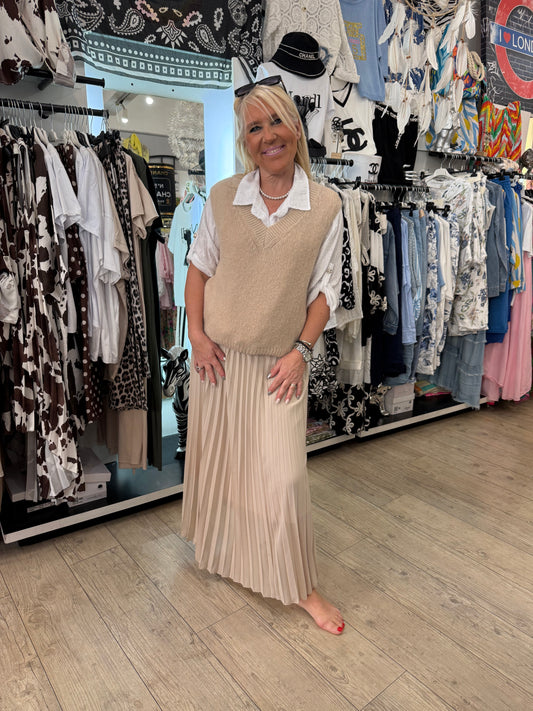 Jupe plissée beige gde taille