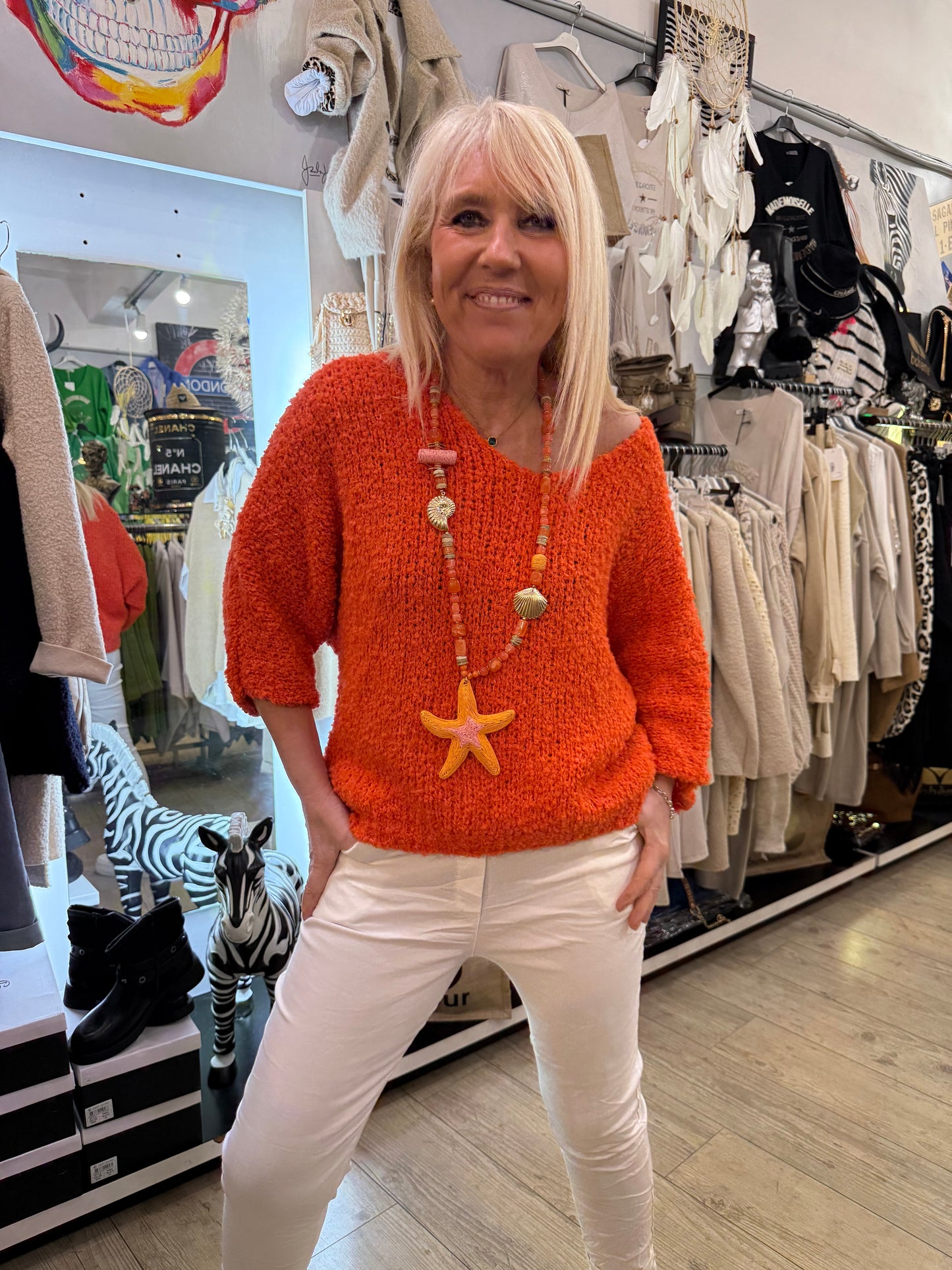 Pull bouclette orange