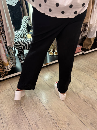 Pantalon polo gaze de Coton noir