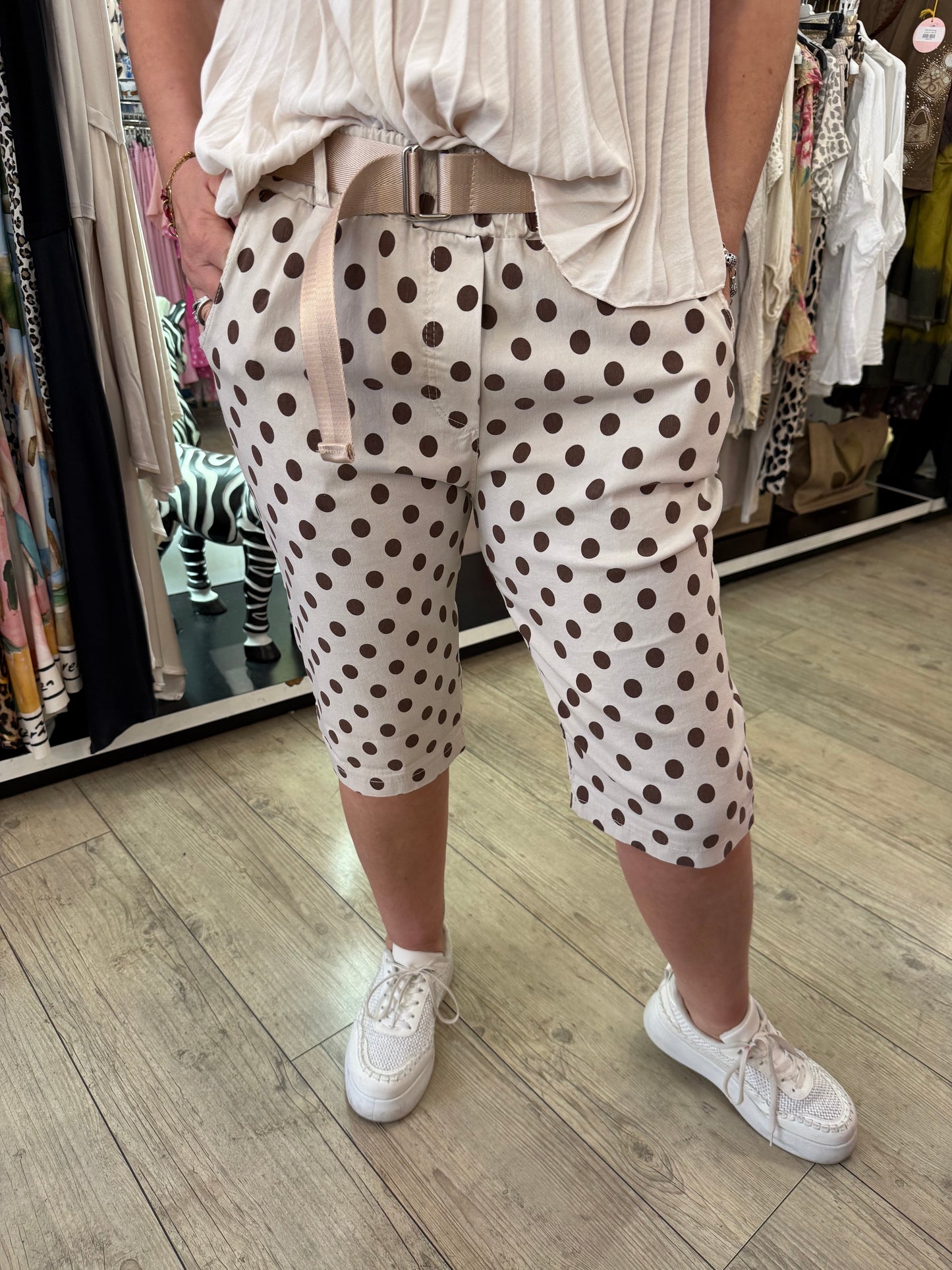 Bermuda beige pois choco