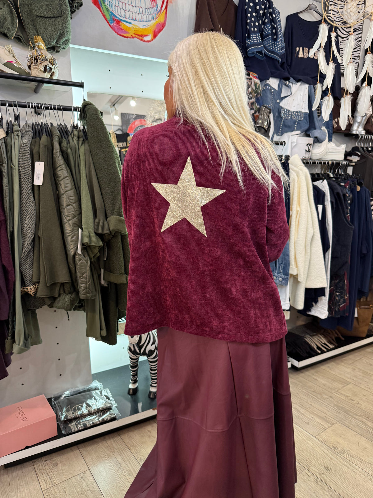 Veste étoile bordeaux
