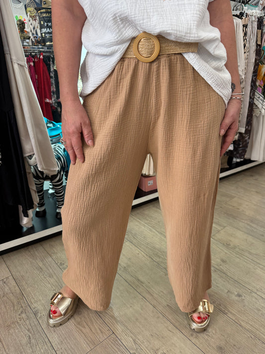 Pantalon gaze de coton camél