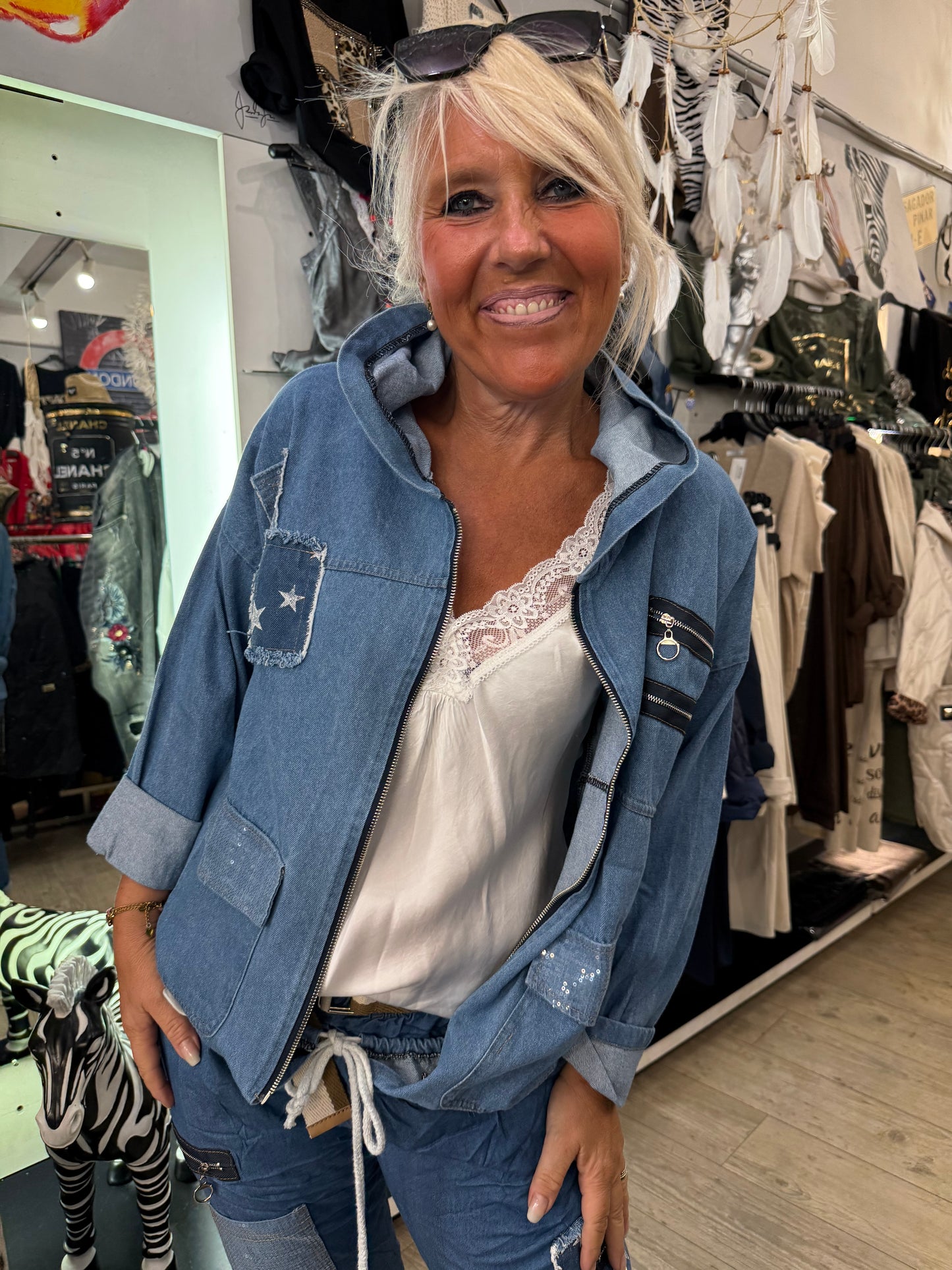 Veste jean capuche