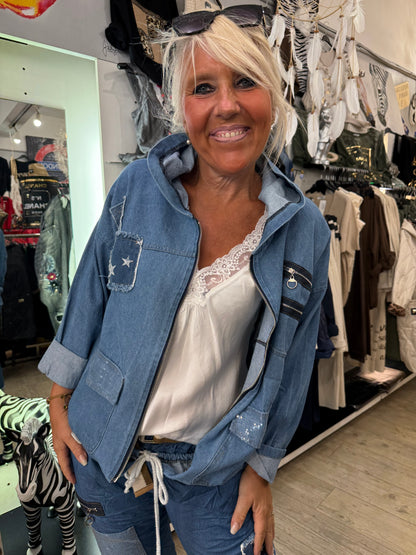 Veste jean capuche