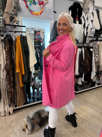 Manteau bouclette rose barbie
