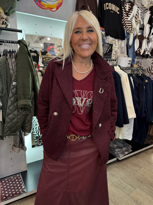 Veste bouclette bordeaux