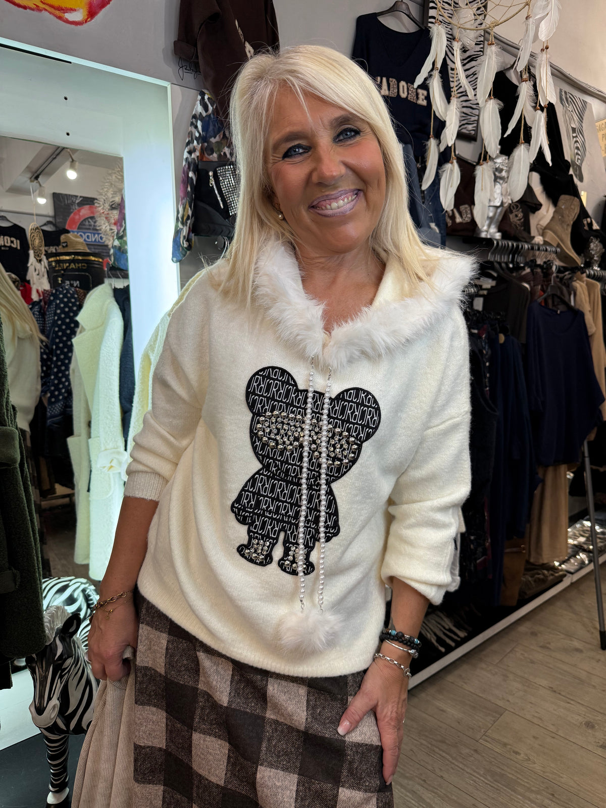 Pull nounours blanc