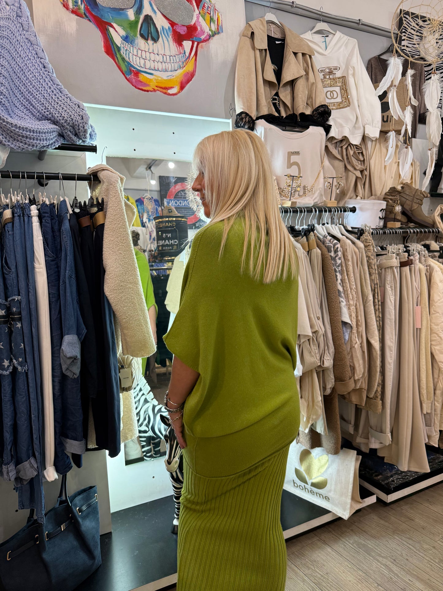 Pull magnolia vert olive