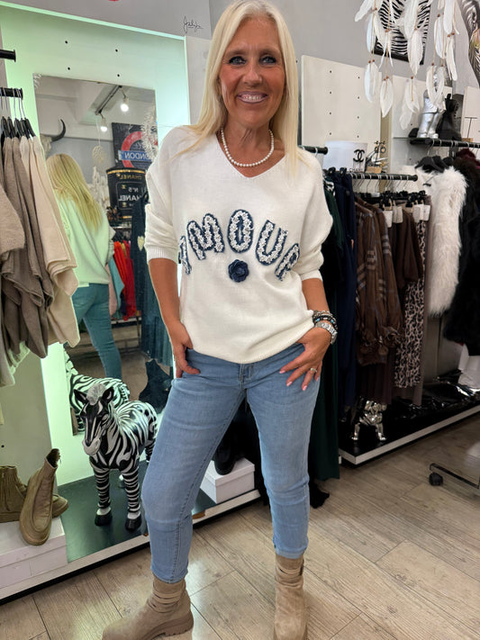 Pull amour blanc