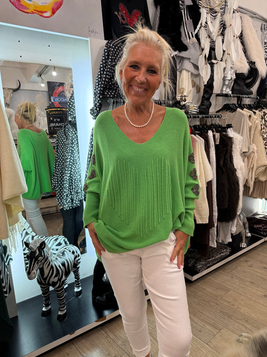 Pull cœur vert