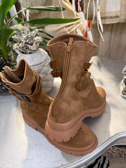 Boots camél zip dos