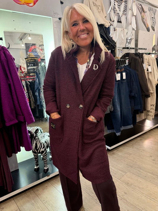 Manteau bouclette bordeaux