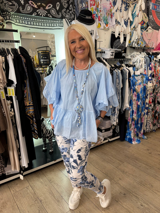 Tunique froufrou bleue
