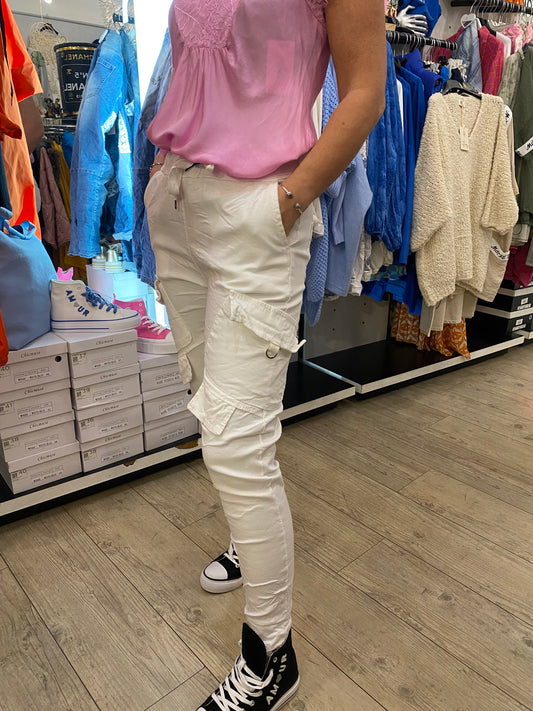 Pantalon magique multi poches blanc