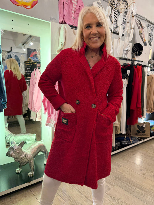 Manteau bouclette rouge