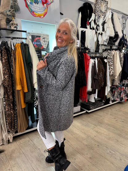 Manteau bouclette Chiné gris