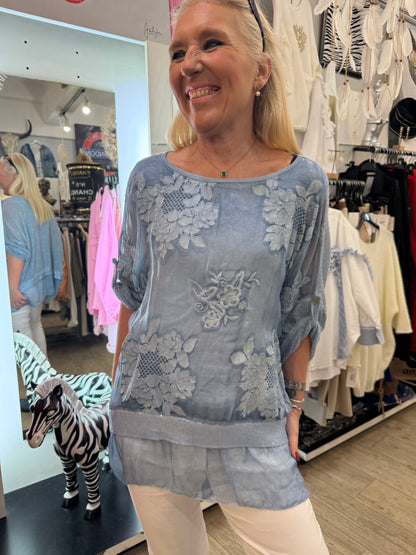 Tunique sequins ciel