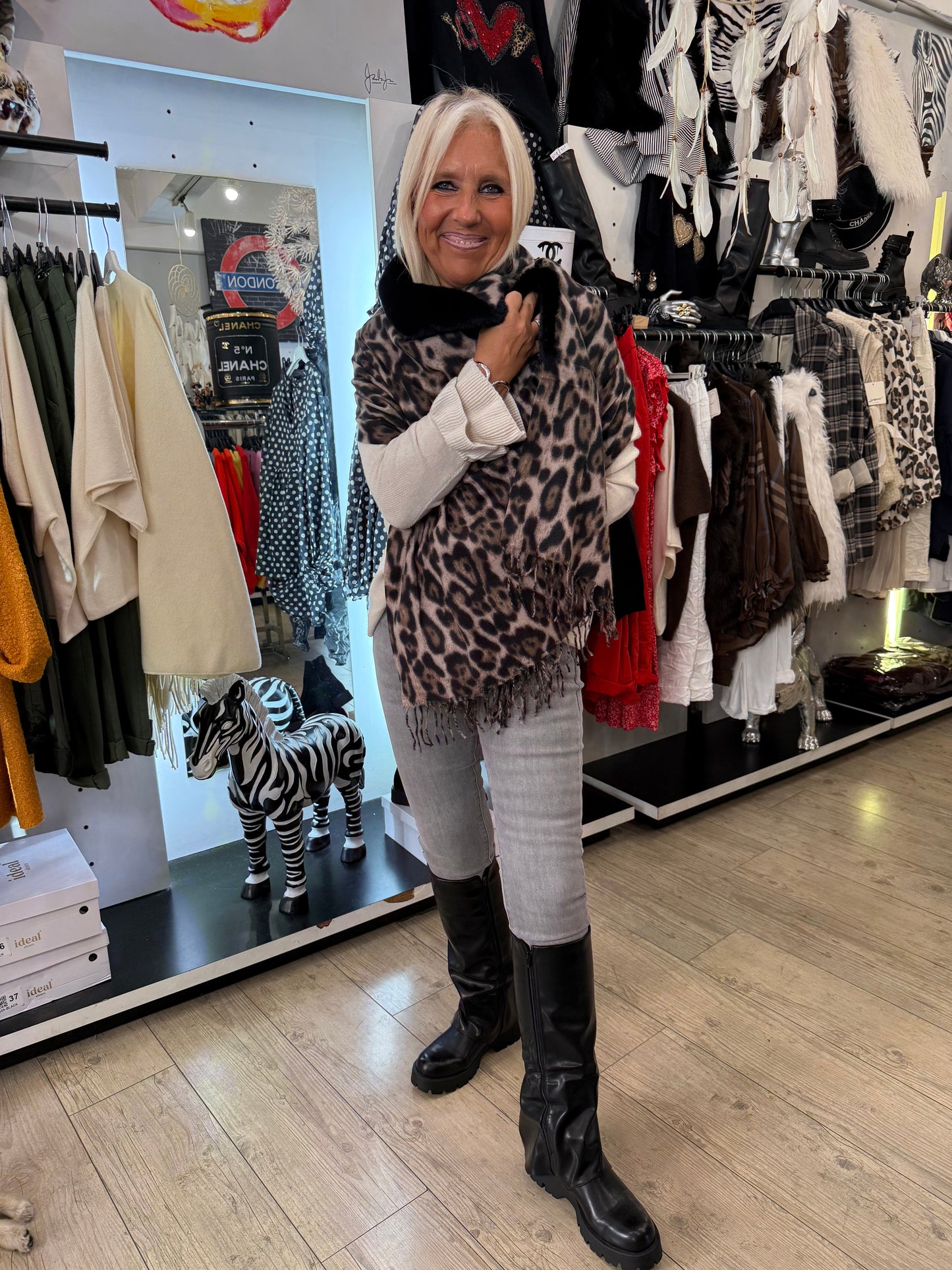 Écharpe franges Léo beige