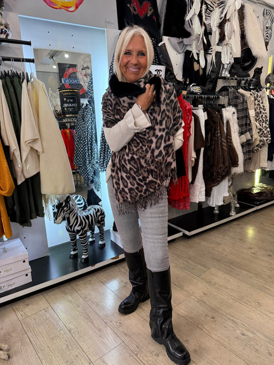 Écharpe franges Léo beige