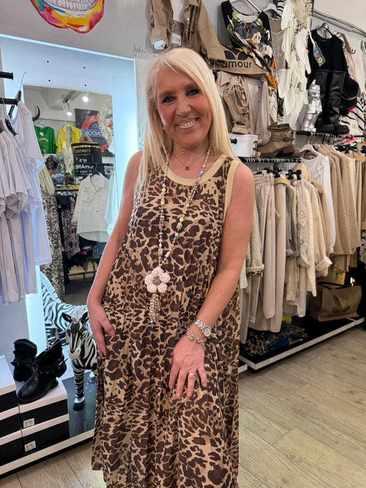 Robe plissée léopard