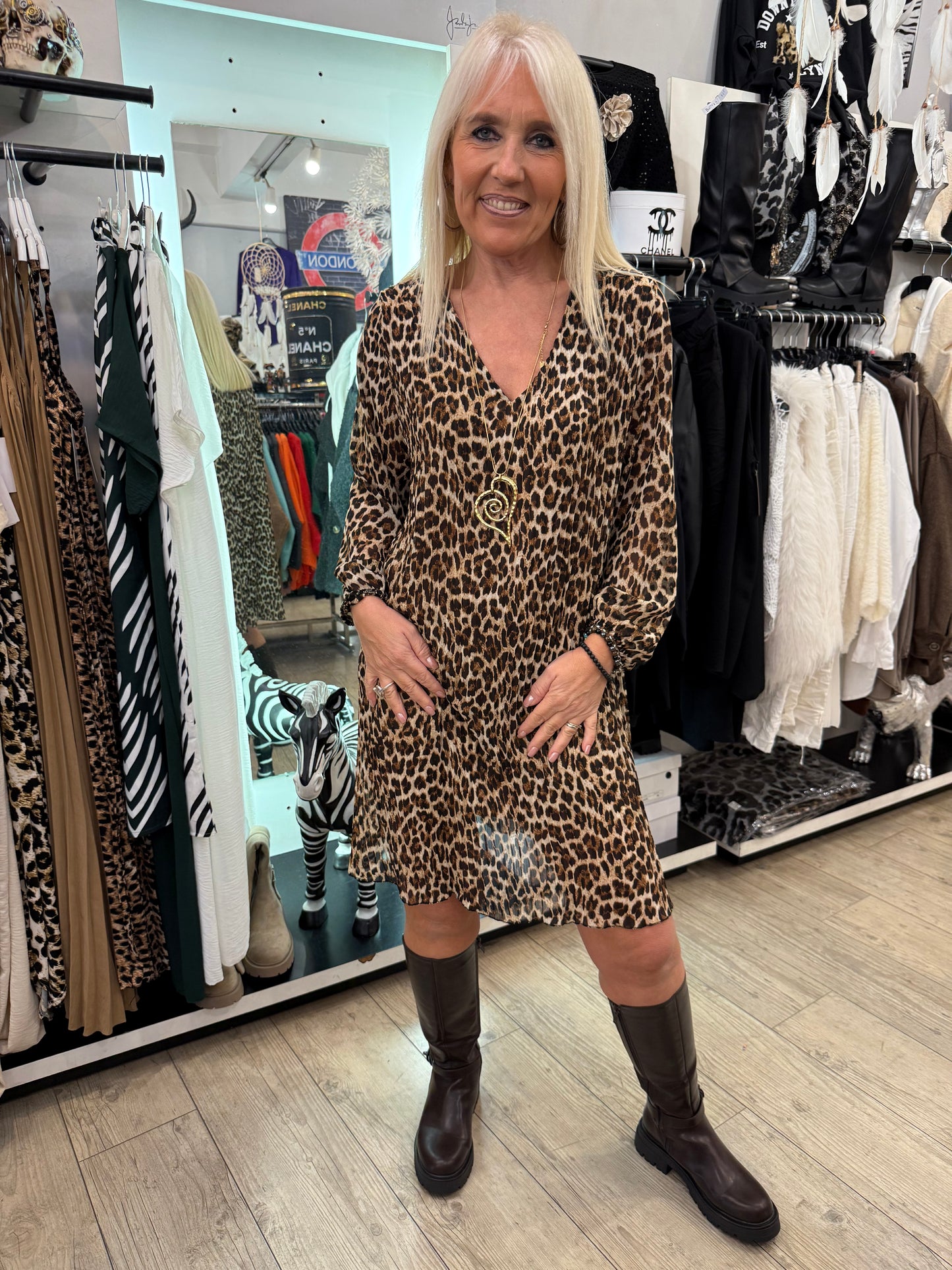 Robe plissée leopard