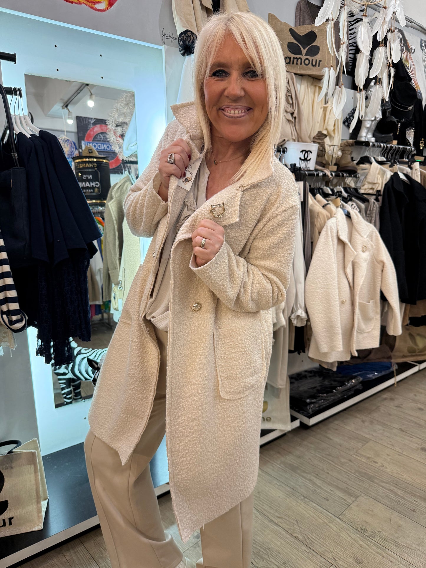 Manteau bouclette beige