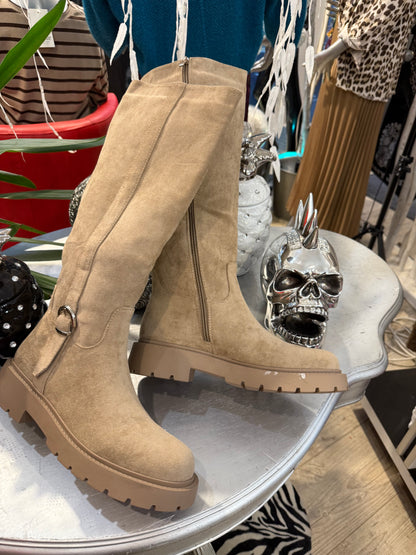 Boots bottes beige boucle