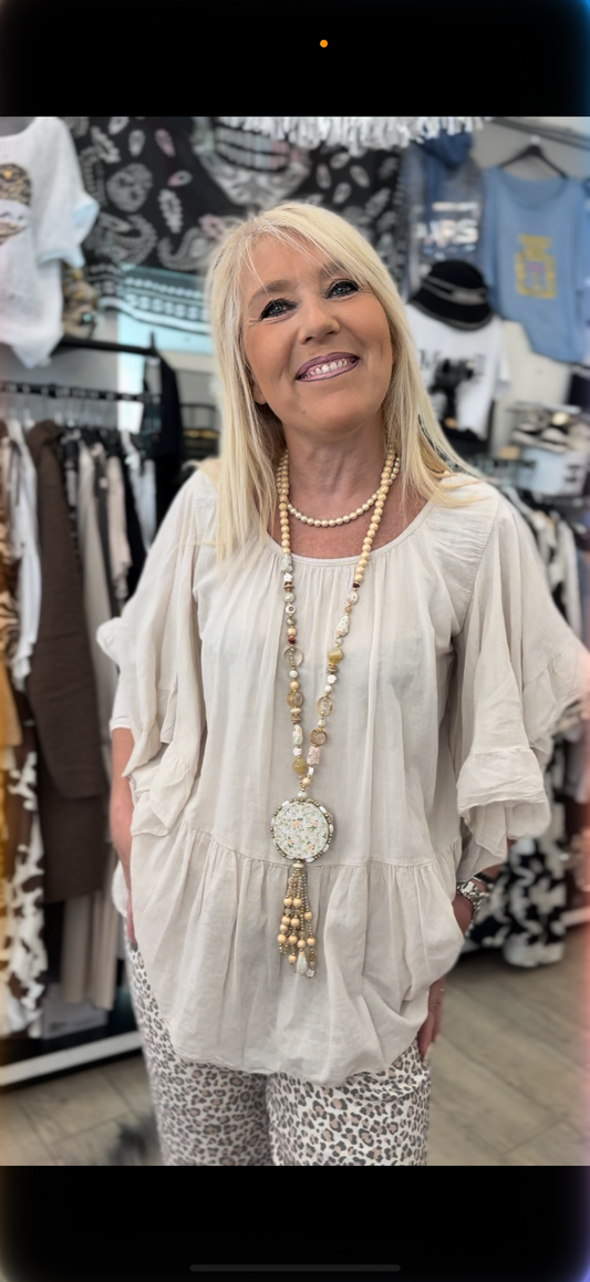 Tunique froufrou beige